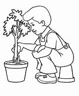 Colorir Cuidando Vaso Desenhos Pflanze Cachorro Planting Watering Maternal Educação sketch template