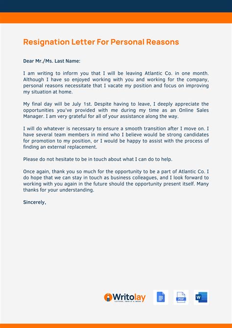 resignation letter  hr  personal reasons digital marketing resume