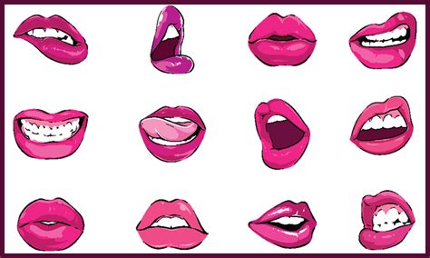 Pop Art Style Vector Lips Pack Design Cuts