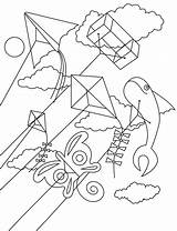 Kite Coloring Pages Colorir Para Festival Kites Pipas Printable Desenhos Books Simple Kids sketch template