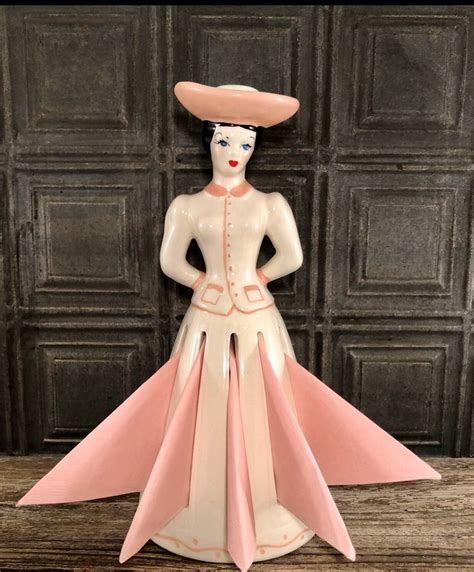 vintage ceramic lady napkin holder mid century napkin holder etsy