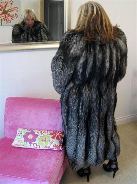 silver fox full length fur coat fur fashion fur coat fashion