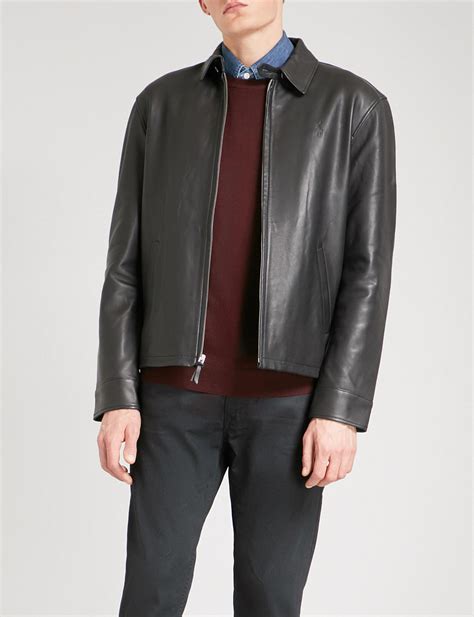 lyst polo ralph lauren maxwell leather jacket  black  men