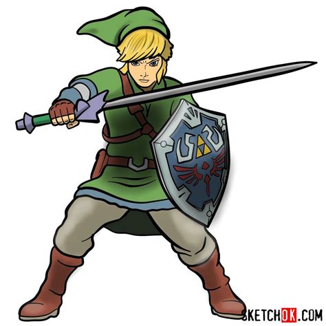 how to draw link from the legend of zelda game sketchok easy drawing