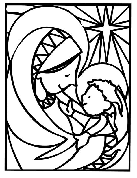 mother mary christmas coloring pages