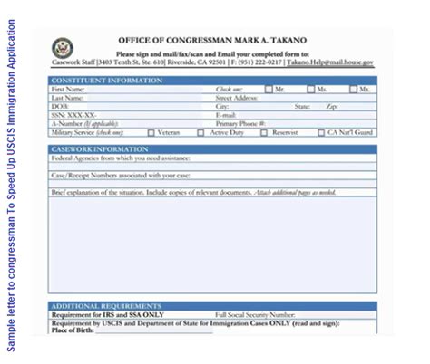 sample letter  congressman  speed  uscis immigration application