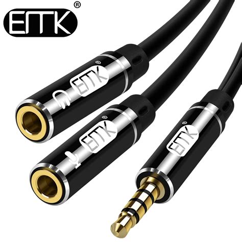 emk aux splitter cable mm female   male splitter cable computer mic speaker split cable