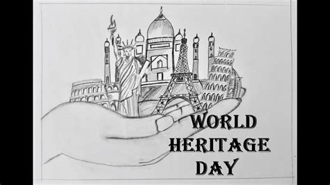 draw happy world heritage day drawing  kids famous