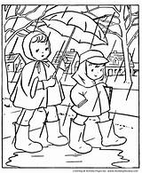 Coloring Pages Kids Spring Rainy Rain Season Seasons Sheets Printable Drawing School Clipart Color Going Honkingdonkey Clip Helping Cliparts Print sketch template