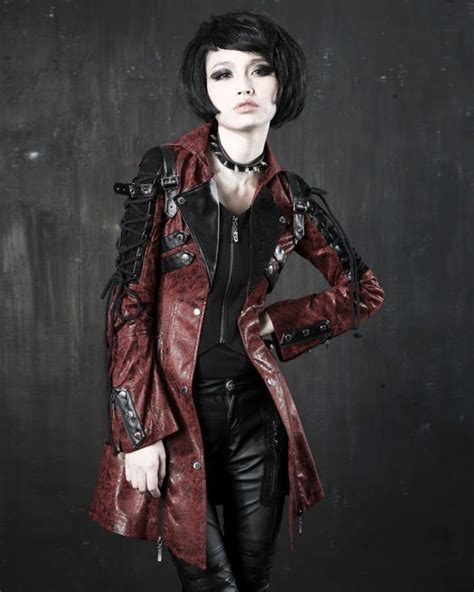 details about punk rave poison red and black leather jacket