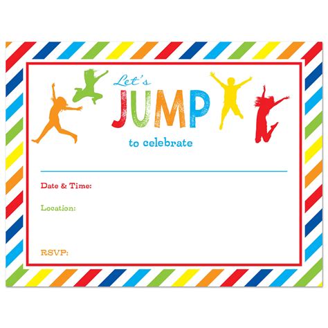 trampoline birthday girls colorful jump invitation