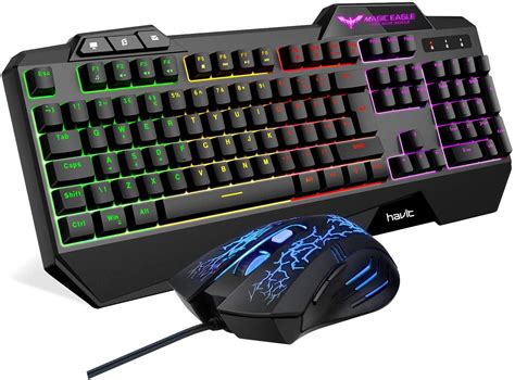 havit gaming keyboard mouse combi  rainbow backlight