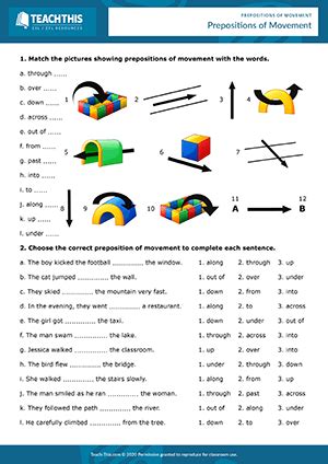 worksheet prepositions  movement  worksheet