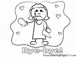 Bye Good Colouring Kids Girl Coloring Cards Sheets Sheet Title sketch template