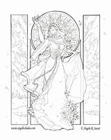 Coloring Pages Mucha Coloriage Adult Drawing Alphonse Winter Book Woman Fairy Adulte Nouveau Line Colorful Buy Drawings Deviantart Printable Google sketch template