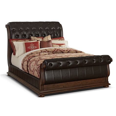 monticello pecan ii queen bed  city furniture