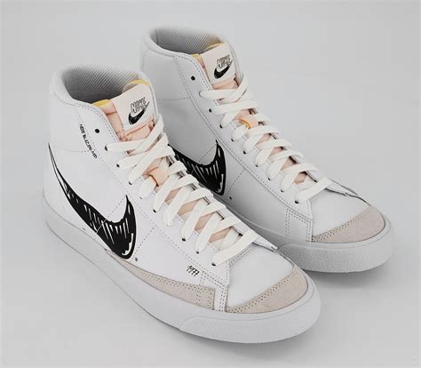 nike blazer mid  trainers white black scribble  trainers