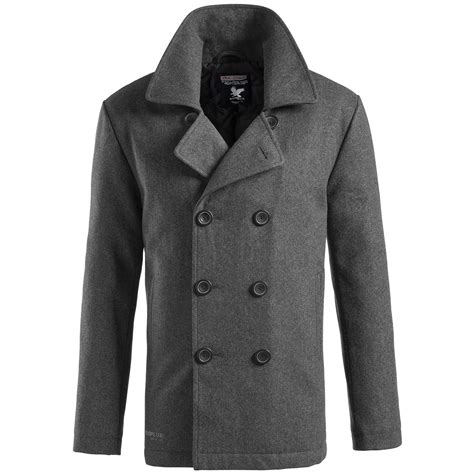 surplus classic navy pea coat warm mens winter wool reefer jacket anthracite