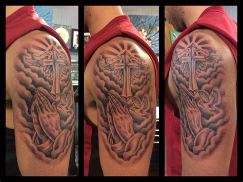 Tattoo Praying Hands With Cross