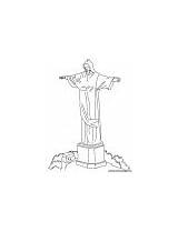 Coloring Christ Redeemer Brazil Seal National sketch template