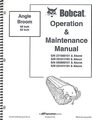 bobcat     angle broom operation maintenance manual ebay