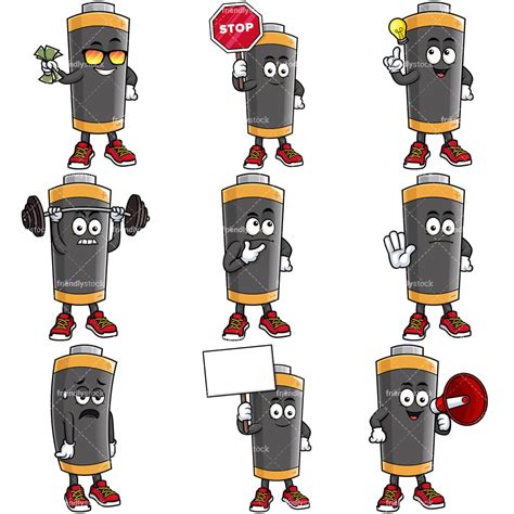 Battery Cartoon Character Vector Clipart Friendlystock