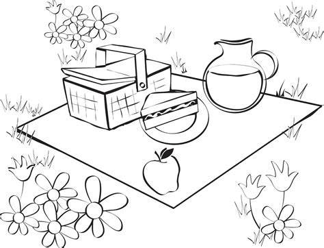 picnic coloring pages  kids spring  coloring pages