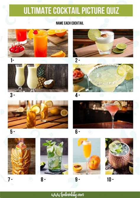 the ultimate cocktail quiz 80 fun questions and answers beeloved city
