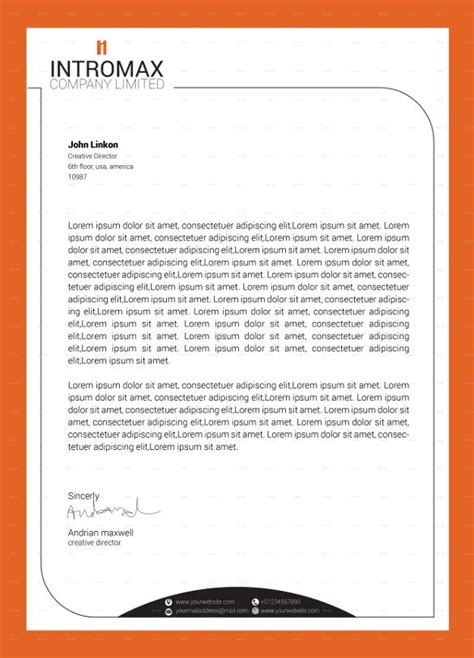 company letterhead sample letter headed paper master  template document