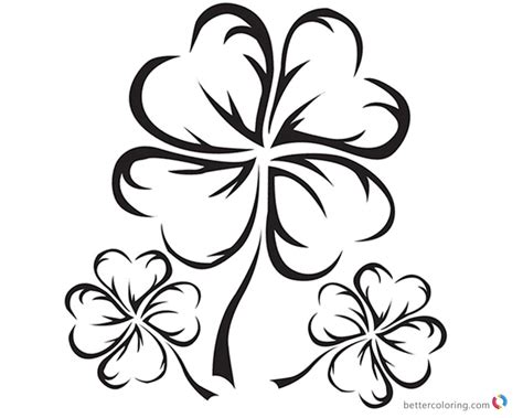 leaf clover coloring pages realistic black  white