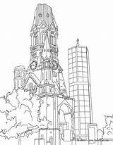 Coloring Pages Germany York Berlin Castle Color Skyline Mets Neuschwanstein Wilhelm Kaiser Books City Places Famous Library Drawing Tower Memorial sketch template