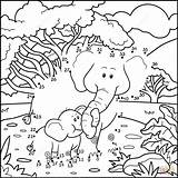 Dot Elephant Baby Mother Coloring Dots Pages Printable sketch template
