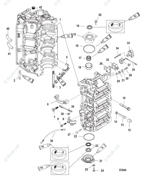 mercury outboard hp oem parts diagram  cylinder block   caps boatsnet