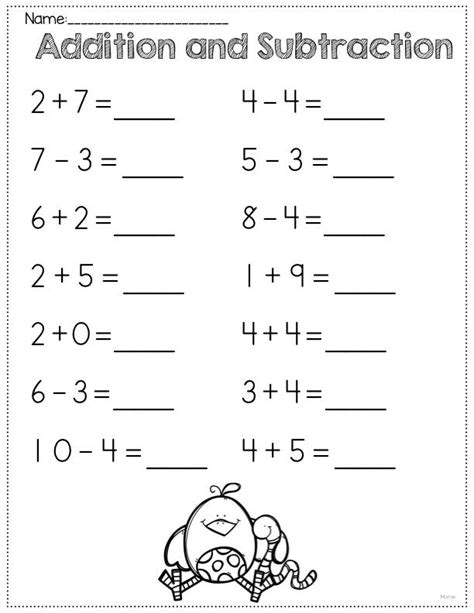 printable subtraction worksheets  preschoolers learning   read