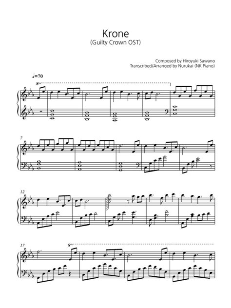 Guilty Crown Krone Piano Sheet