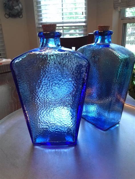 Cobalt Blue Glass Bottles 2 Collectible Decorative