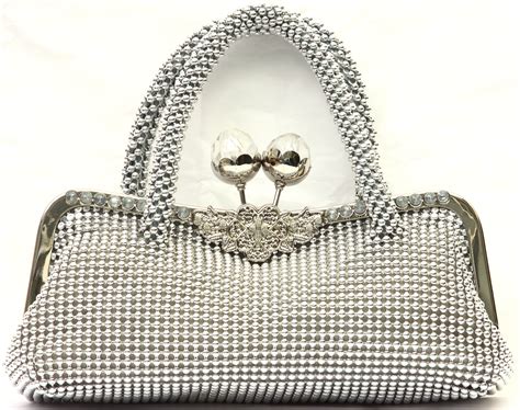 silver clutch bag  beadwork
