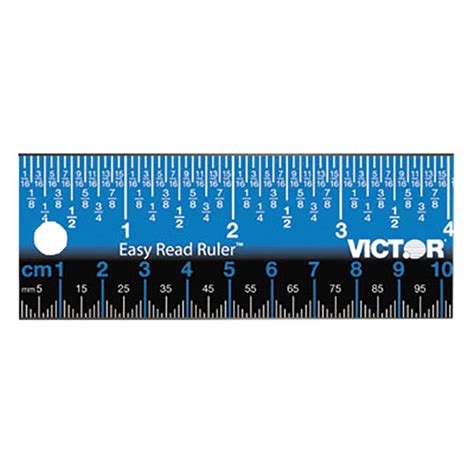victor ezsbl easy read  blue stainless steel ruler  standard scale  mm metric scale