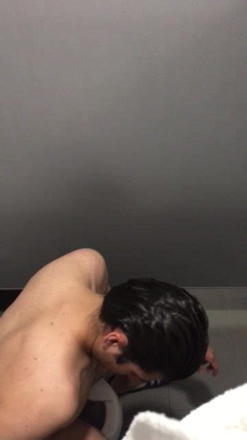 sexy naked man caught wiping his hole on gym toilet