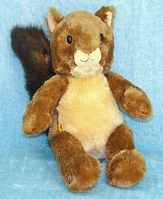 build  bear squirrel  plush brown tan stuffed animal fuzzy tail retired bab build  bear