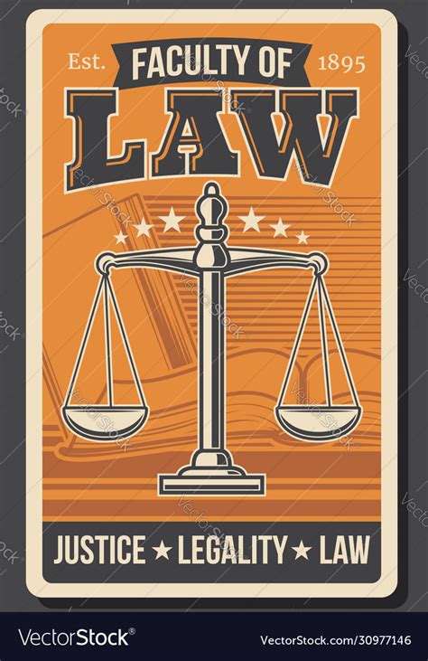 retro poster juridical justice school law faculty vector image