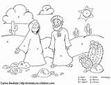 Jesus Coloring Tempted Wilderness Clipart sketch template