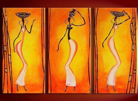 3 Piece African Woman Modern Art Wall Pictures Canvas Paintings Hand