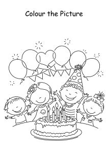 colour  picture birthday party coloring pages worksheet