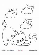 Cat Coloring Playful Cartoon Worksheet Letter Activity sketch template