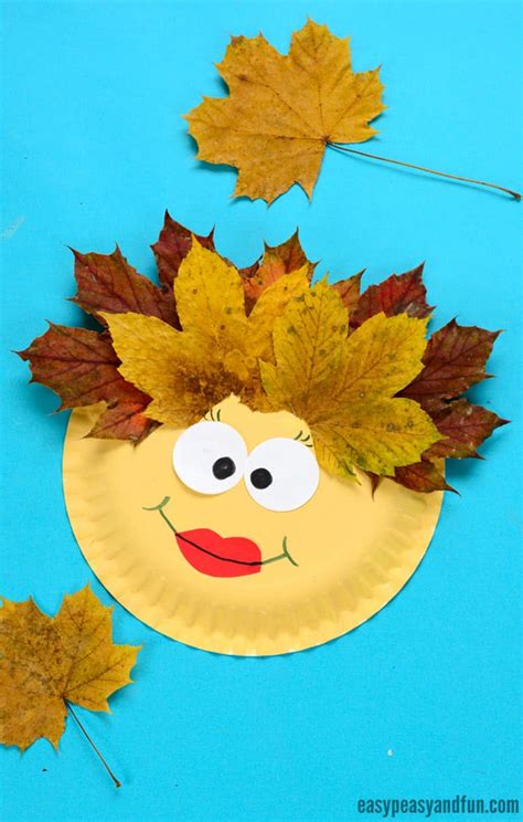 leaf face paper plate craft easy peasy  fun
