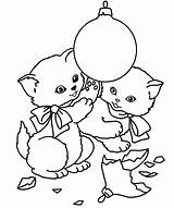 Christmas Kittens Coloring Pages Cat Animals sketch template