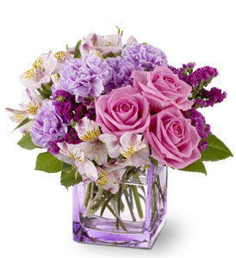 Teleflora S Beautiful Day Purple Floral Arrangement In