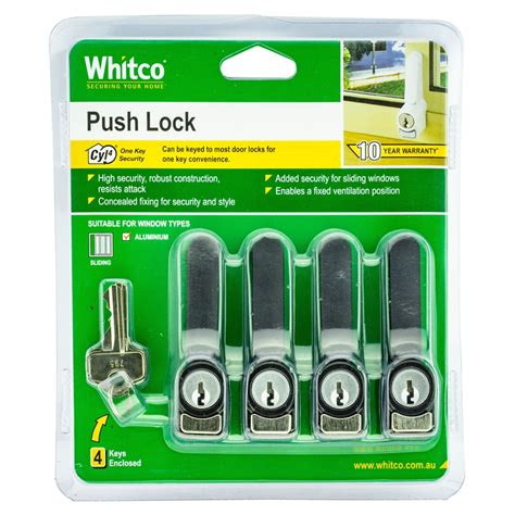 whitco  pack sliding window push lock black bunnings warehouse