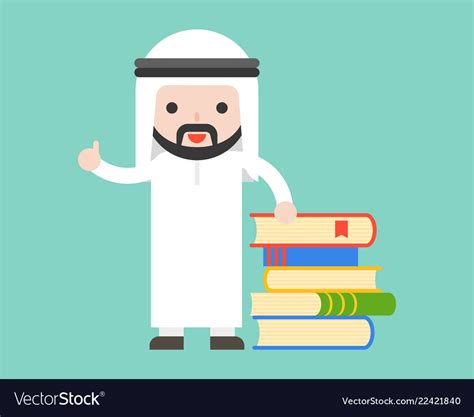 Arab Businessman Librarian Or Teacher Stand With Vector Image